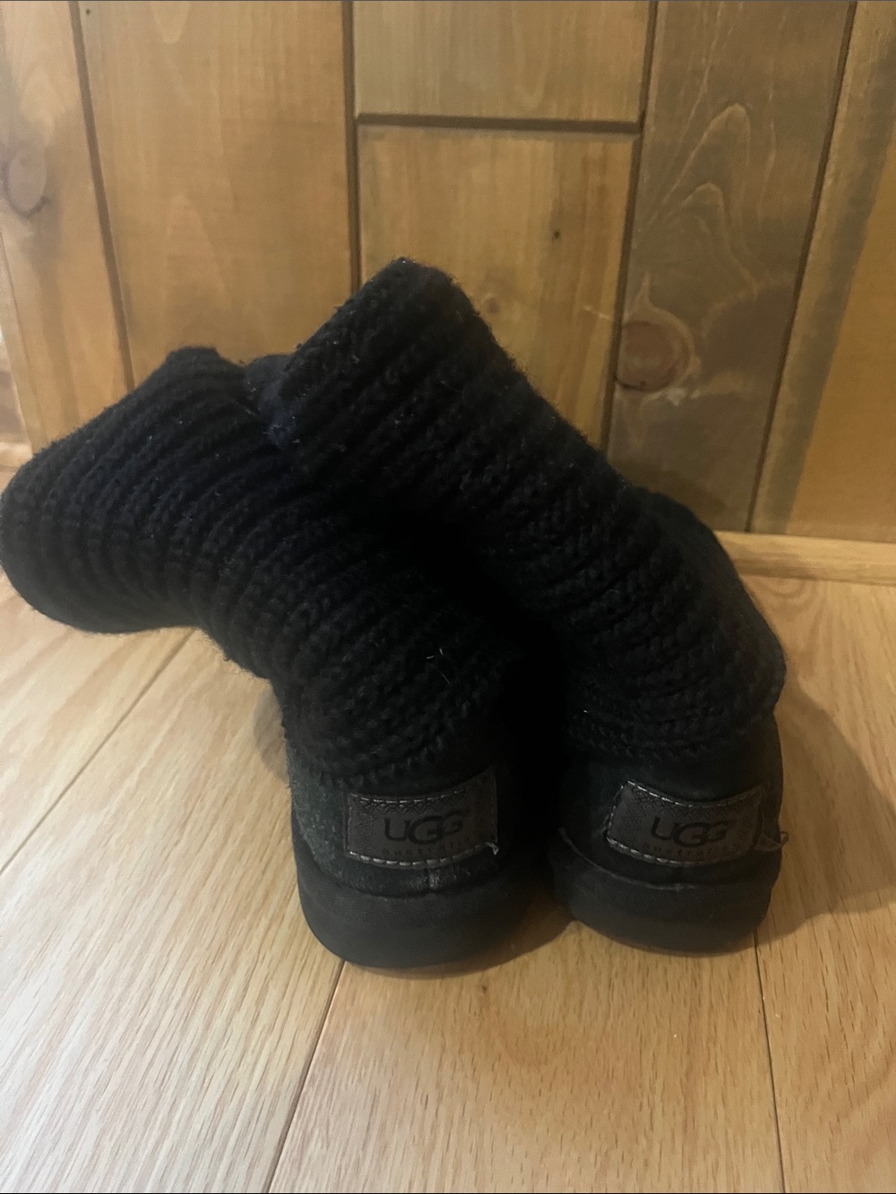 UGG Black Ribbed Button Cuff Boots